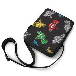 Vintage Robot Pattern Print Rectangular Crossbody Bag