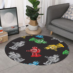 Vintage Robot Pattern Print Round Rug