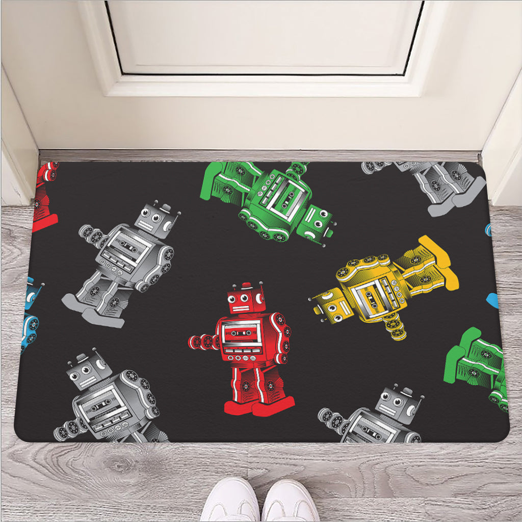 Vintage Robot Pattern Print Rubber Doormat
