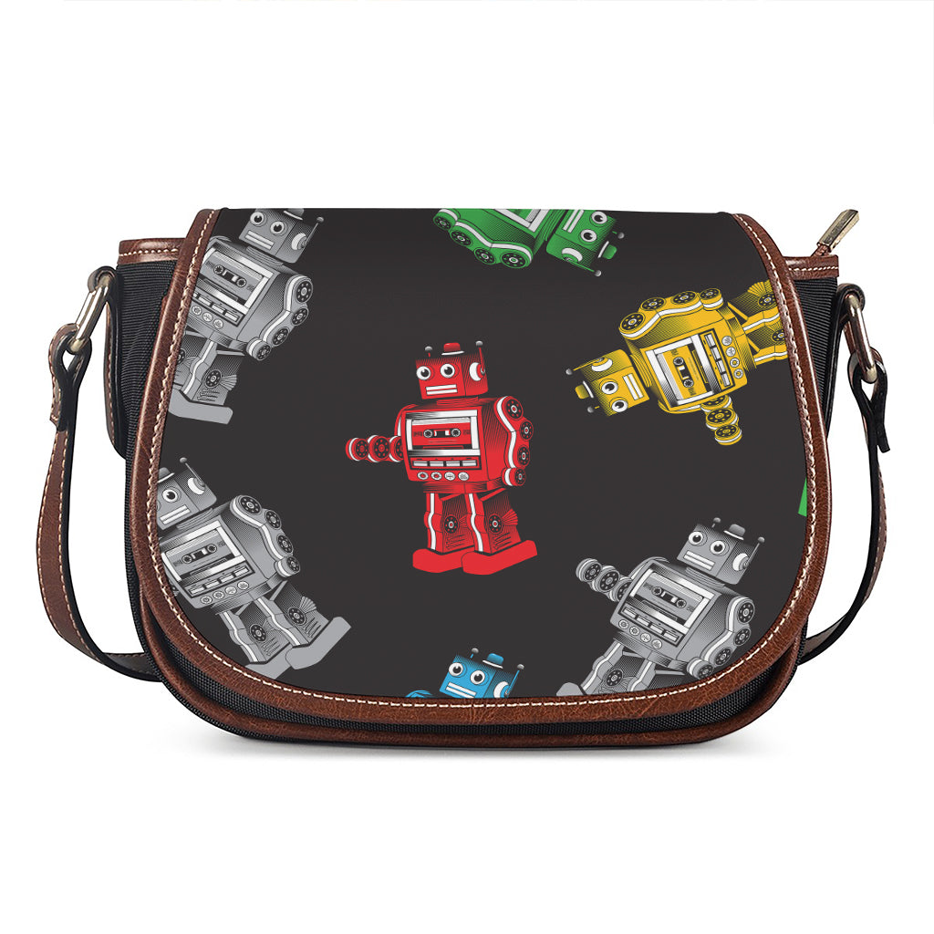 Vintage Robot Pattern Print Saddle Bag