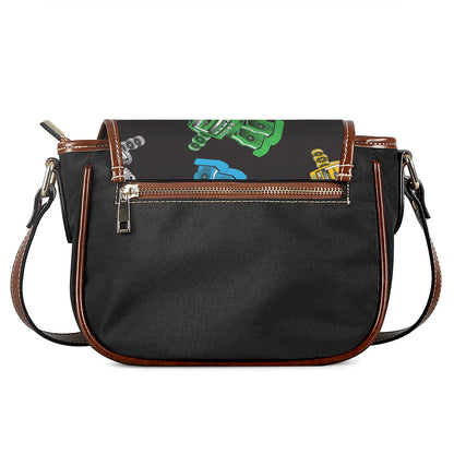 Vintage Robot Pattern Print Saddle Bag