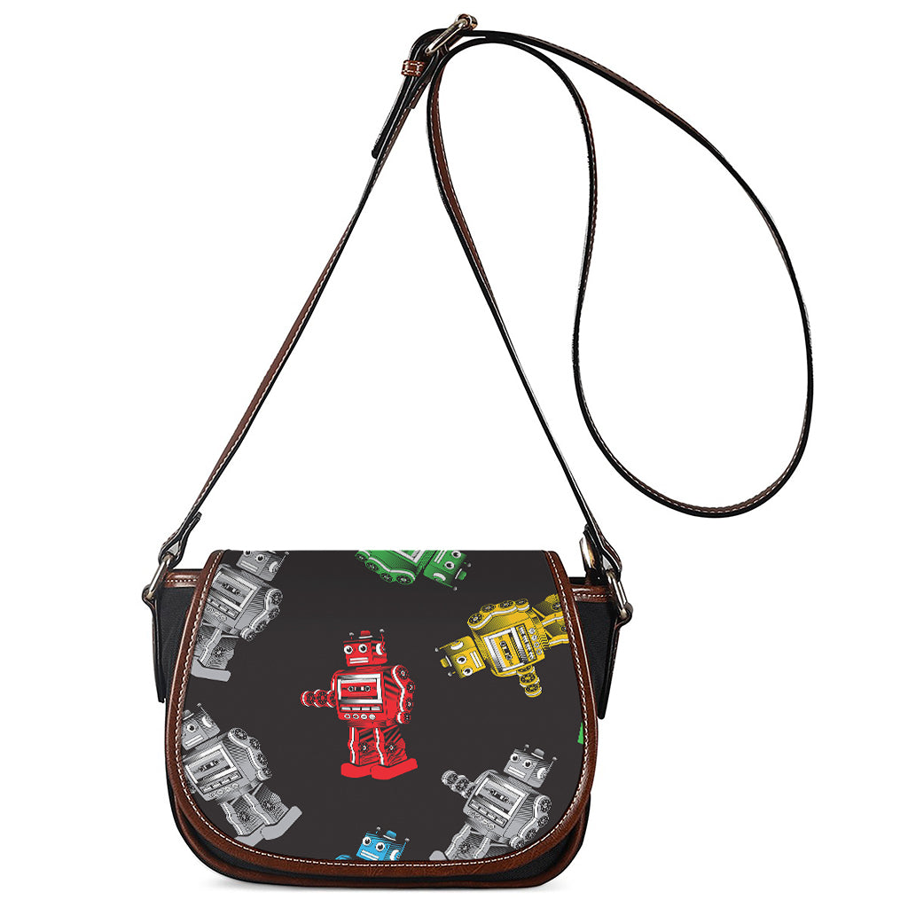 Vintage Robot Pattern Print Saddle Bag