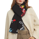 Vintage Robot Pattern Print Scarf