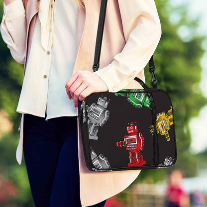 Vintage Robot Pattern Print Shoulder Strap Bible Bag
