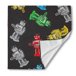 Vintage Robot Pattern Print Silk Bandana