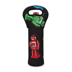 Vintage Robot Pattern Print Single Neoprene Wine Tote