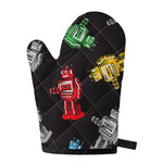Vintage Robot Pattern Print Single Oven Mitt