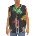 Vintage Robot Pattern Print Sleeveless Baseball Jersey