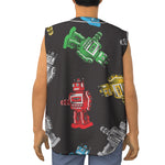 Vintage Robot Pattern Print Sleeveless Baseball Jersey