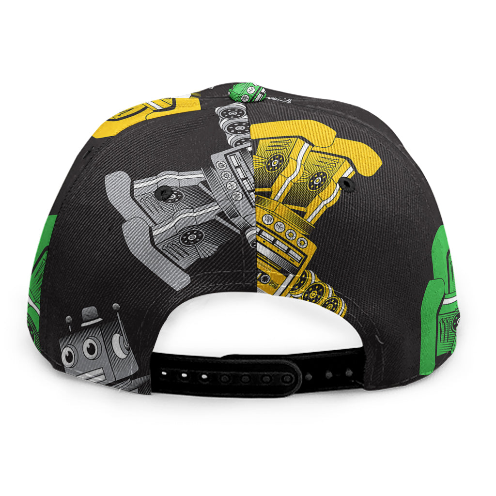 Vintage Robot Pattern Print Snapback Cap