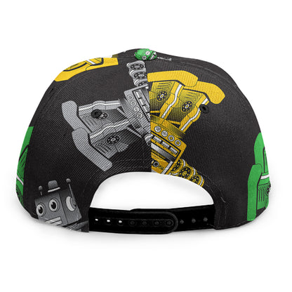 Vintage Robot Pattern Print Snapback Cap