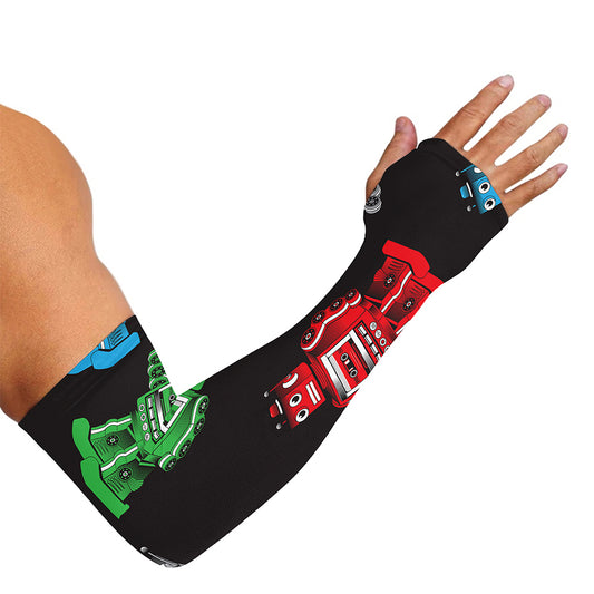 Vintage Robot Pattern Print Sun Protection Arm Sleeves