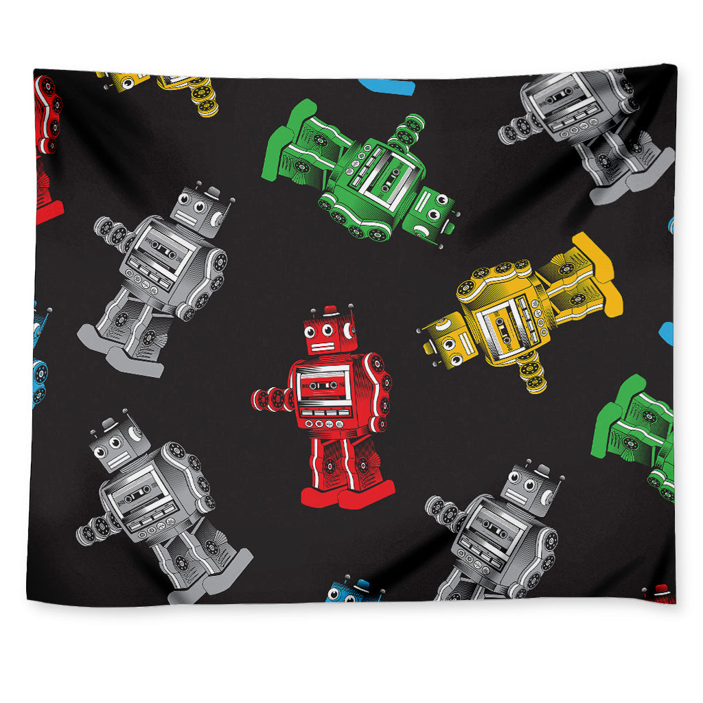 Vintage Robot Pattern Print Tapestry