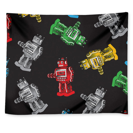 Vintage Robot Pattern Print Tapestry