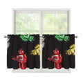 Vintage Robot Pattern Print Tier Curtains