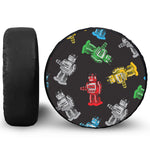 Vintage Robot Pattern Print Tire Cover