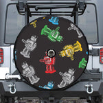 Vintage Robot Pattern Print Tire Cover With Camera Hole