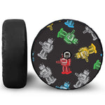 Vintage Robot Pattern Print Tire Cover With Camera Hole