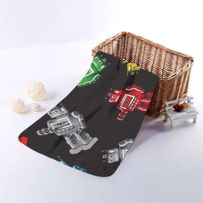 Vintage Robot Pattern Print Towel