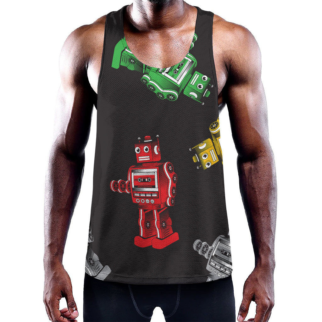 Vintage Robot Pattern Print Training Tank Top