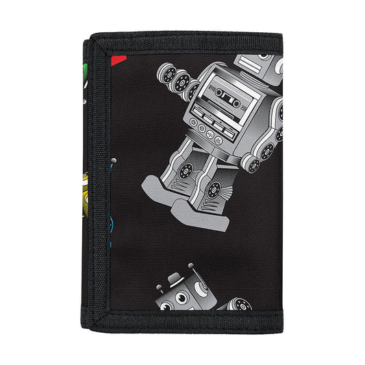 Vintage Robot Pattern Print Trifold Wallet