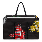 Vintage Robot Pattern Print Utility Tote Bag