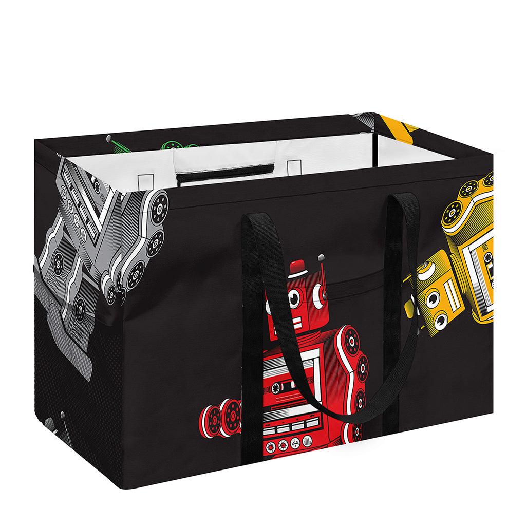 Vintage Robot Pattern Print Utility Tote Bag