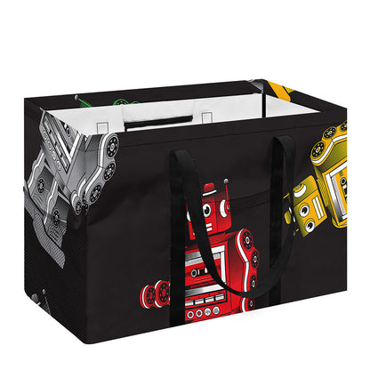 Vintage Robot Pattern Print Utility Tote Bag
