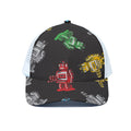 Vintage Robot Pattern Print White Mesh Trucker Hat