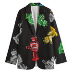 Vintage Robot Pattern Print Women's Blazer
