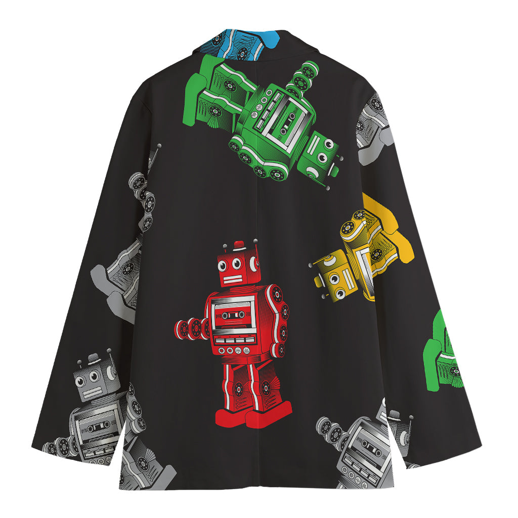 Vintage Robot Pattern Print Women's Blazer