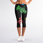 Vintage Robot Pattern Print Women's Capri Leggings