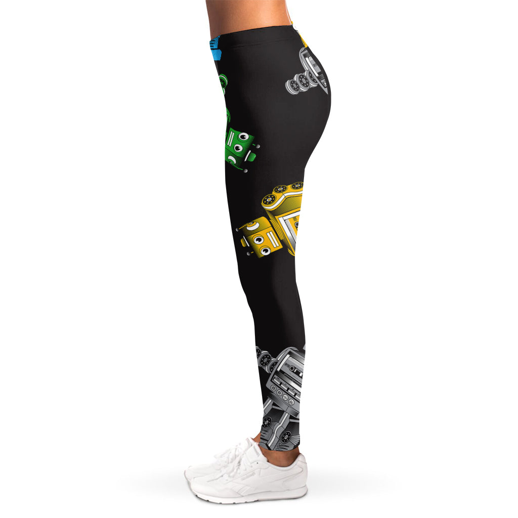 Vintage Robot Pattern Print Women's Leggings