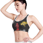 Vintage Robot Pattern Print Women's Sports Bra