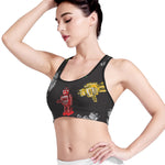 Vintage Robot Pattern Print Women's Sports Bra