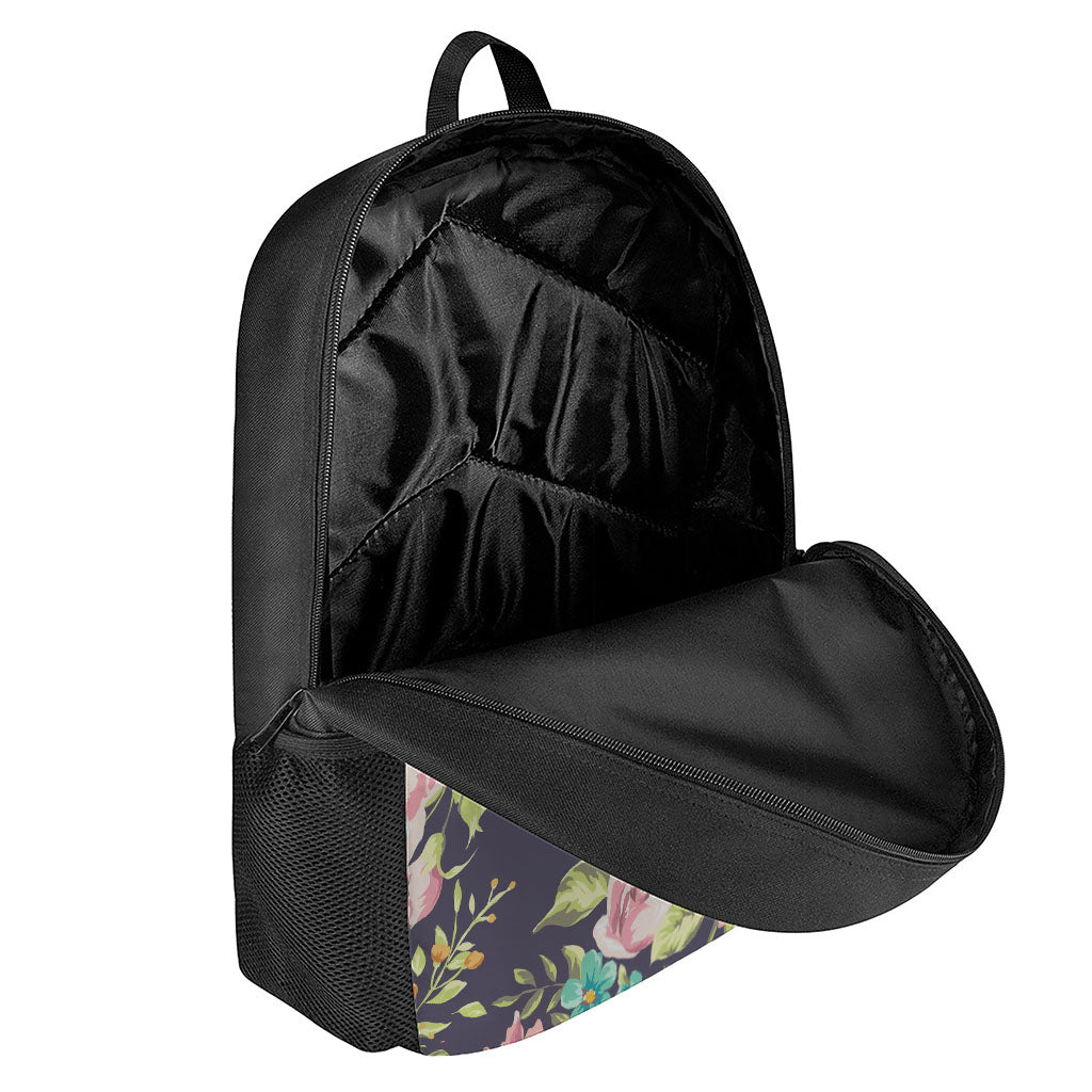 Vintage Rose Floral Flower Pattern Print 17 Inch Backpack