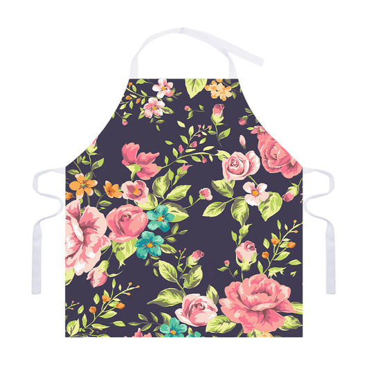 Vintage Rose Floral Flower Pattern Print Adjustable Apron