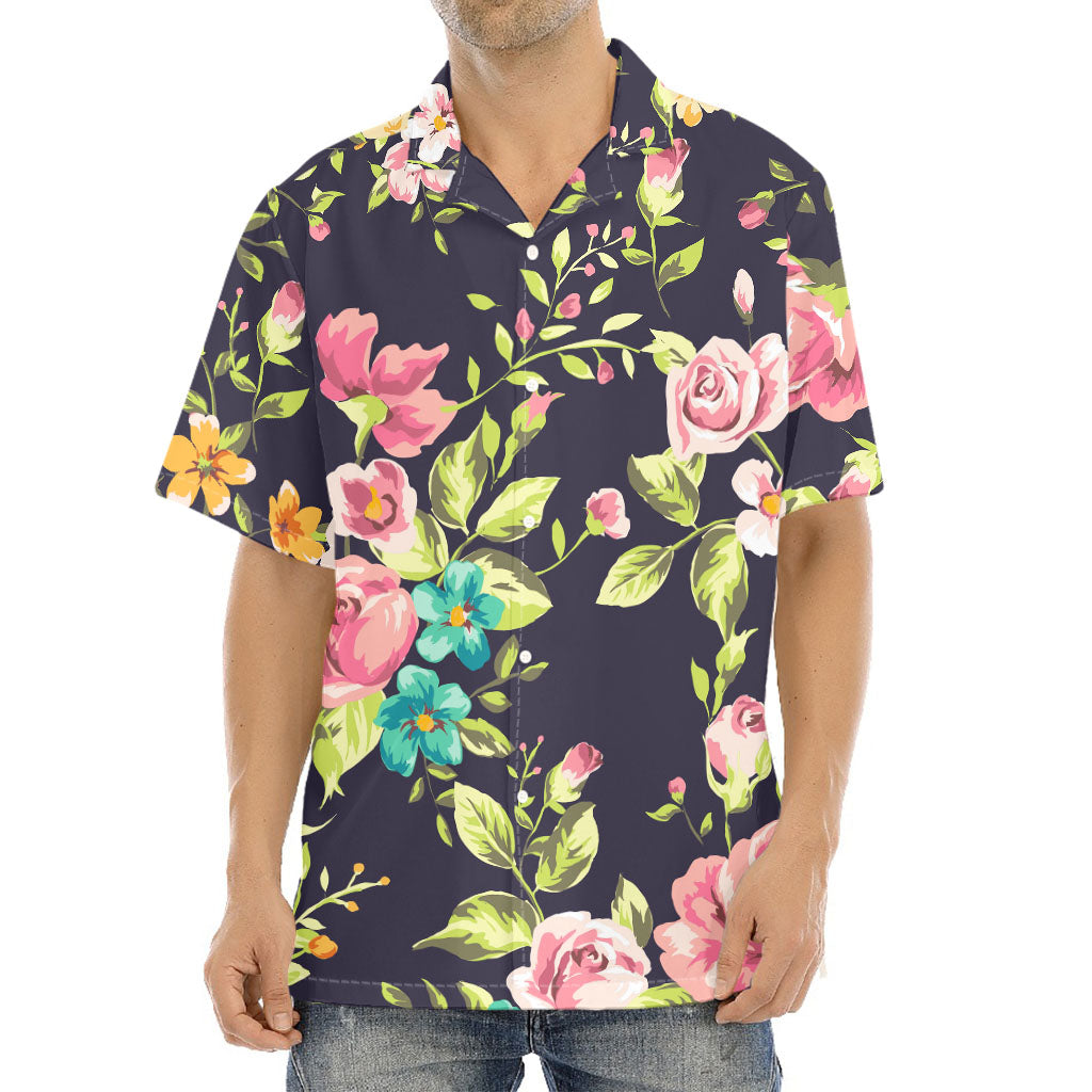 Vintage Rose Floral Flower Pattern Print Aloha Shirt