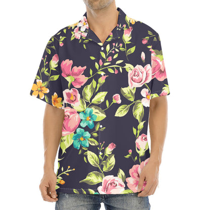 Vintage Rose Floral Flower Pattern Print Aloha Shirt
