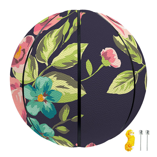 Vintage Rose Floral Flower Pattern Print Basketball