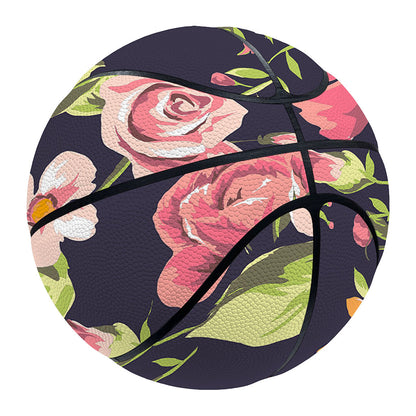Vintage Rose Floral Flower Pattern Print Basketball