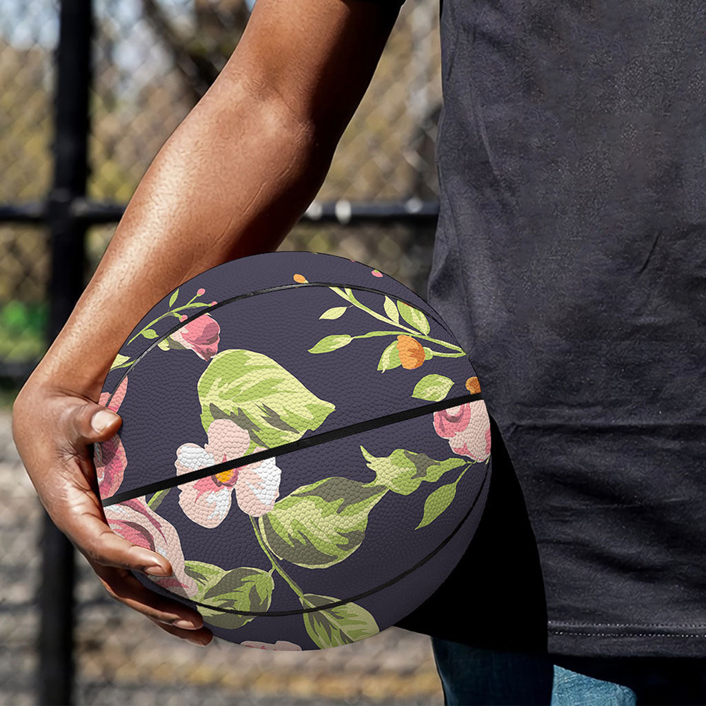 Vintage Rose Floral Flower Pattern Print Basketball