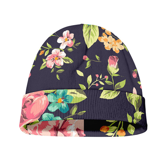 Vintage Rose Floral Flower Pattern Print Beanie