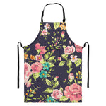Vintage Rose Floral Flower Pattern Print Bib Apron With Pocket