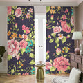 Vintage Rose Floral Flower Pattern Print Dimout Pencil Pleat Curtains