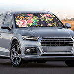 Vintage Rose Floral Flower Pattern Print Car Windshield Sun Shade