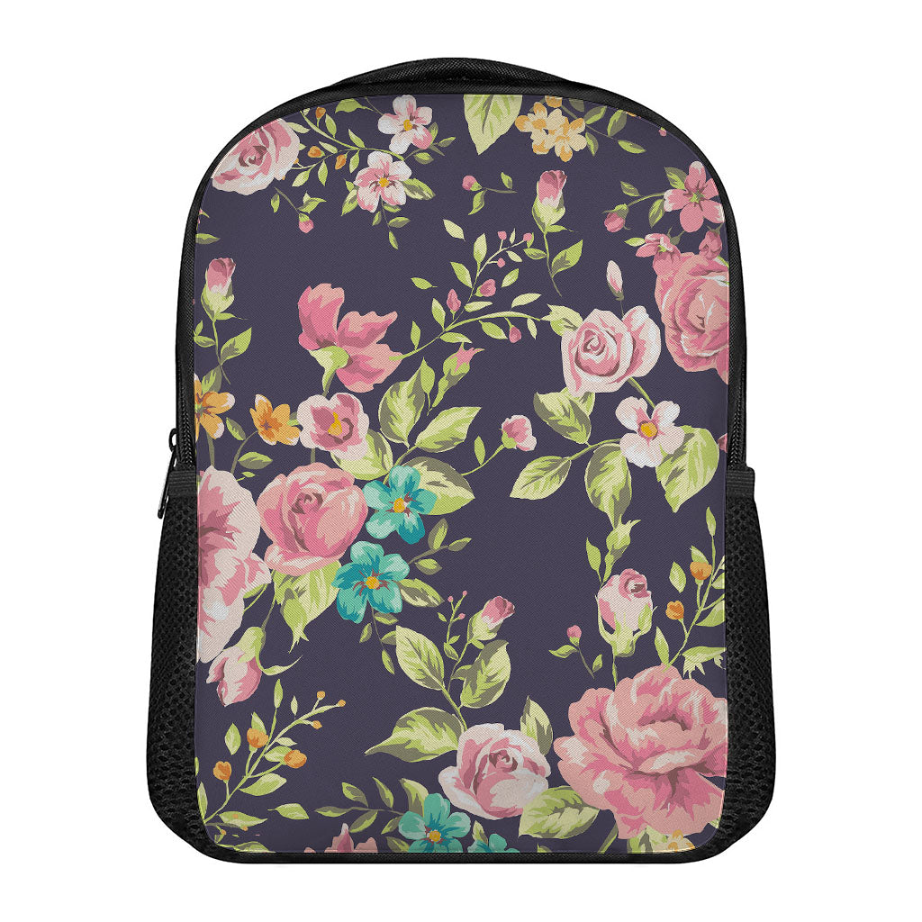 Vintage Rose Floral Flower Pattern Print Casual Backpack