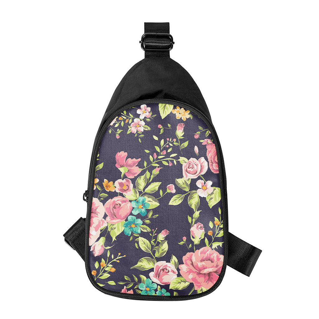 Vintage Rose Floral Flower Pattern Print Chest Bag