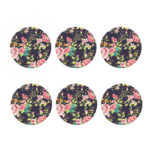 Vintage Rose Floral Flower Pattern Print Coaster Set