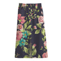 Vintage Rose Floral Flower Pattern Print Cotton Front Slit Maxi Skirt